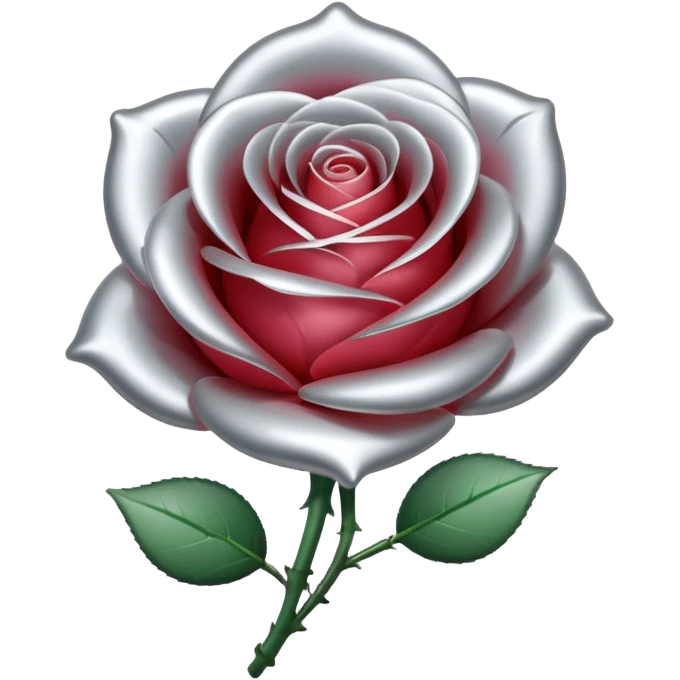 A rose emoji made of liquid silver metal minimalistic iOS emoji style, centered emoji