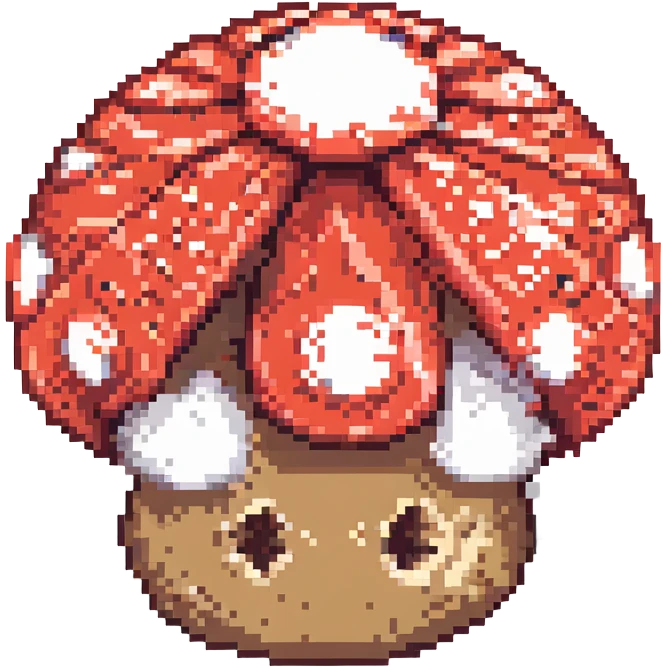 pixel art Mario Mushroom, blocky, retro video game look, red cap with white spots, minimal details emoji