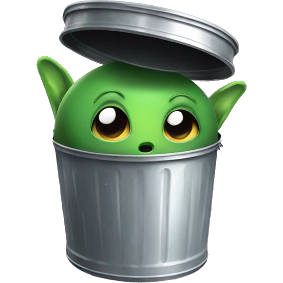 Alien in tin garbage can floating in space  emoji