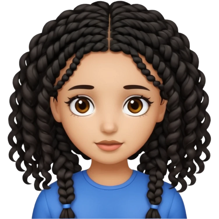 a girl with curly dark brown hair and dark brown eyes. add a best friend who is black with black braids and dark brown eyes emoji