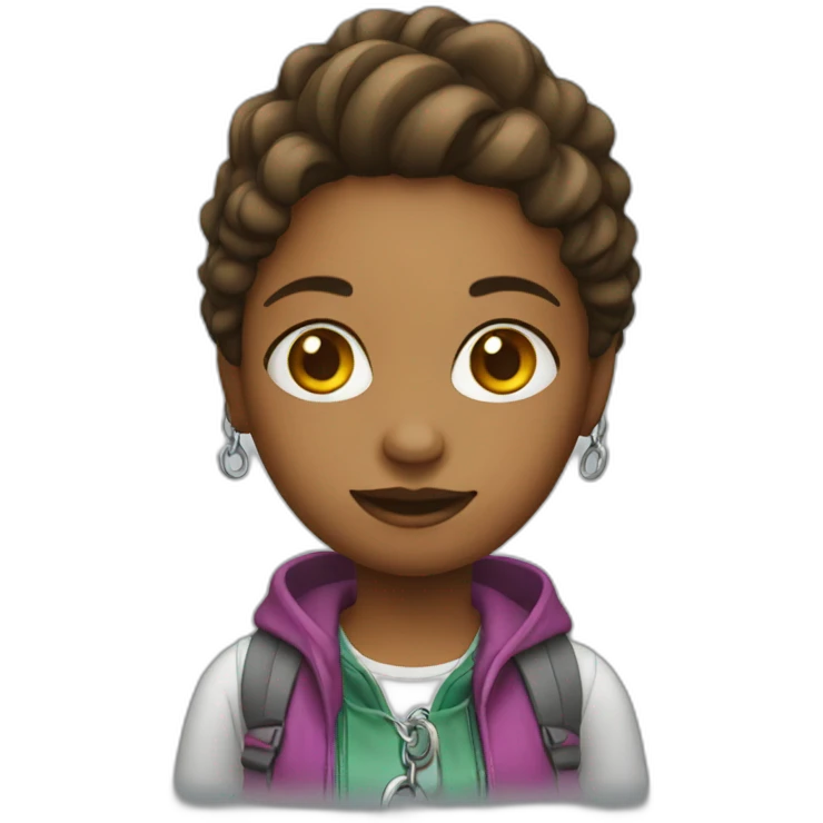 Girl with a keychain emoji