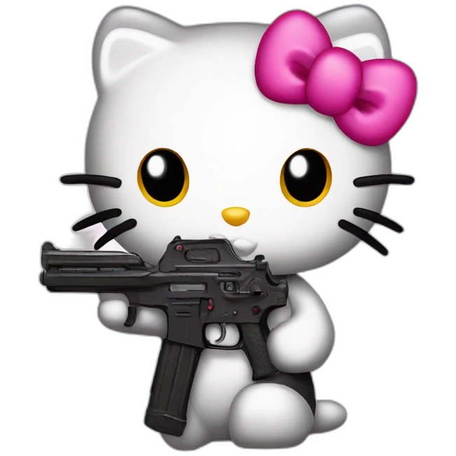 hello kitty with a gun emoji