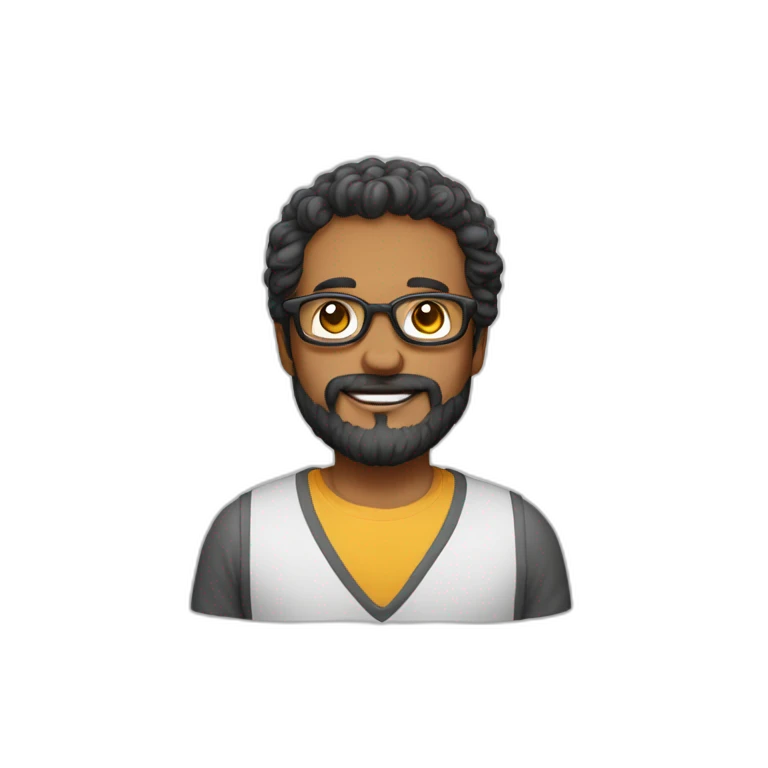 Homem, careca, forte, barba e óculos  emoji