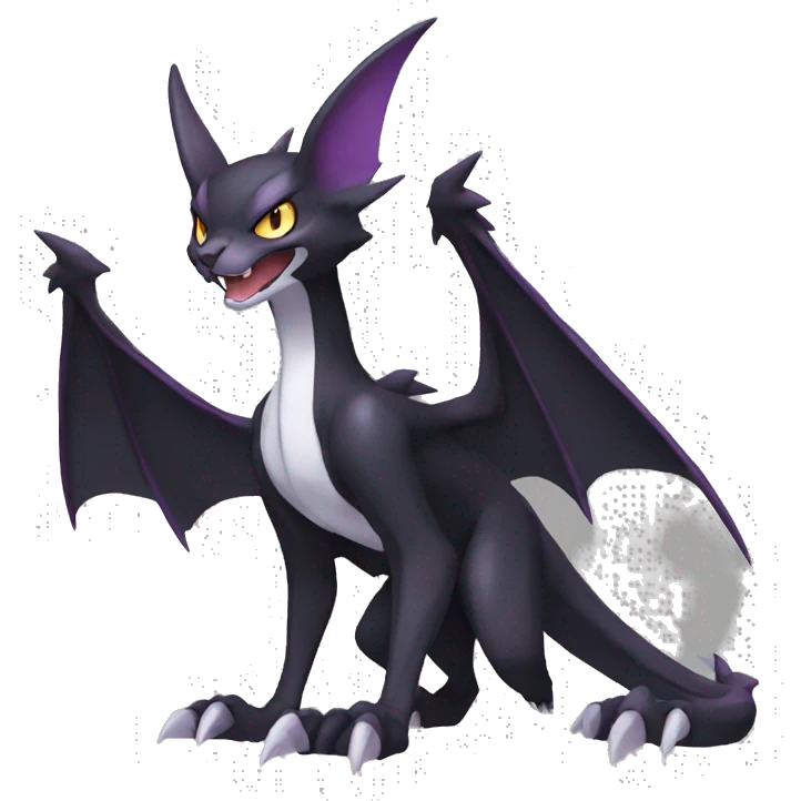 Black edgy Noivern-cat-Fakemon full-body emoji