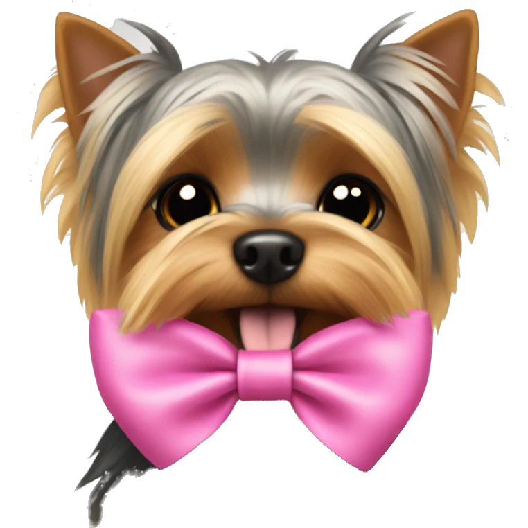 Yorkie terrier with a pink bow emoji