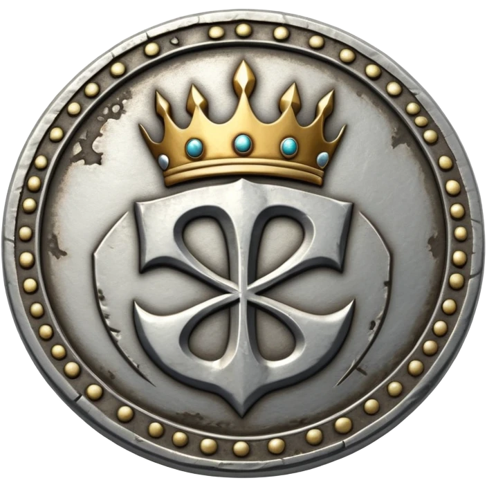 ancient medieval silver coin with worn edges and royal symbol emoji