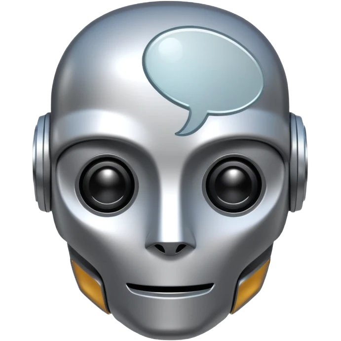 robot head with a text bubble emoji