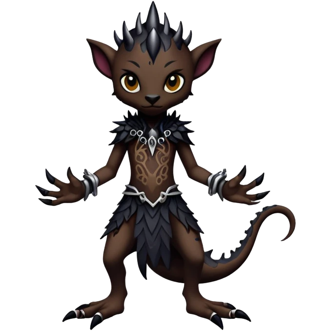a dark gothic edgy vernid-fionbri-creature with splash patterns full body emoji