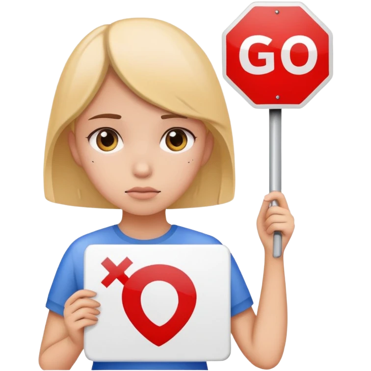 girl sad holding sign that says go insurance emoji
