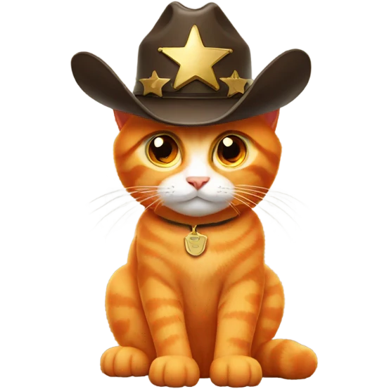 orange cat with sheriff hat emoji