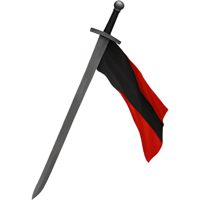 Red flag with black diagonal line with a sword in the middle  emoji