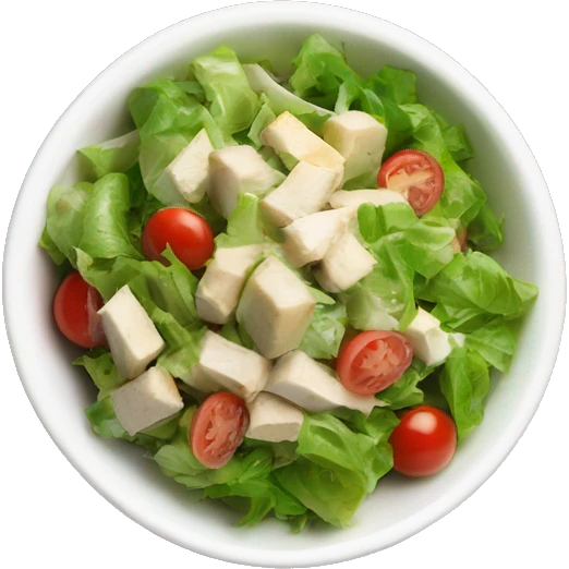ceaser salad from top point of view in a white bowl emoji