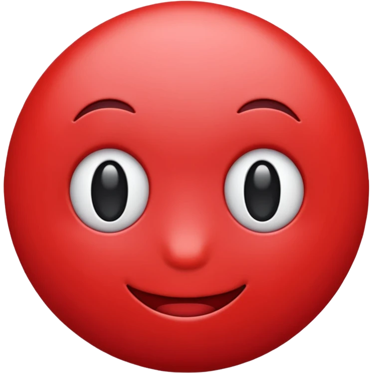 A red colour high quality 3d emoji with no smile  emoji