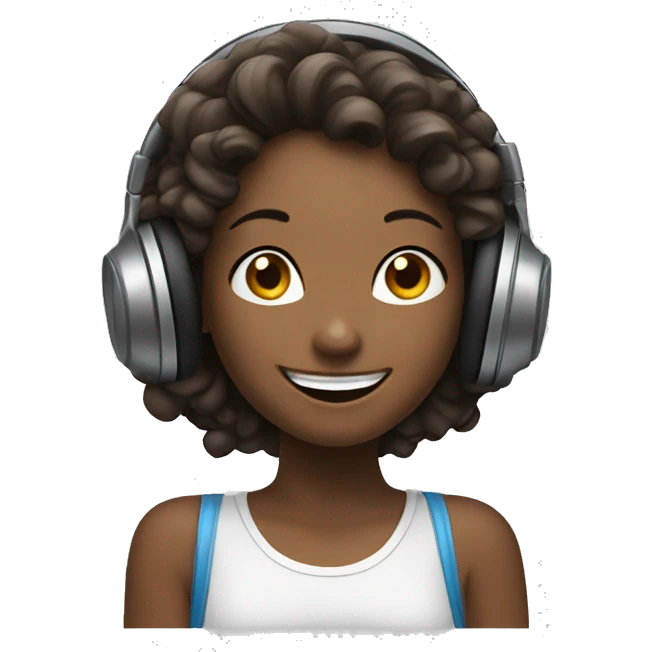 happy girl listening to music emoji
