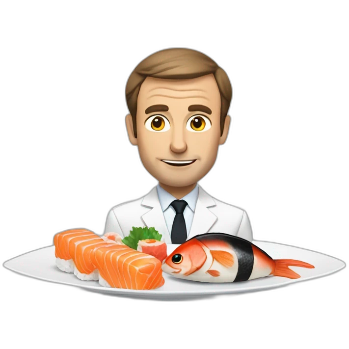 Macron qui mange sushis emoji