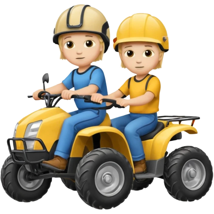 Please make 2 separate young boys both blonde riding separate four wheelers emoji