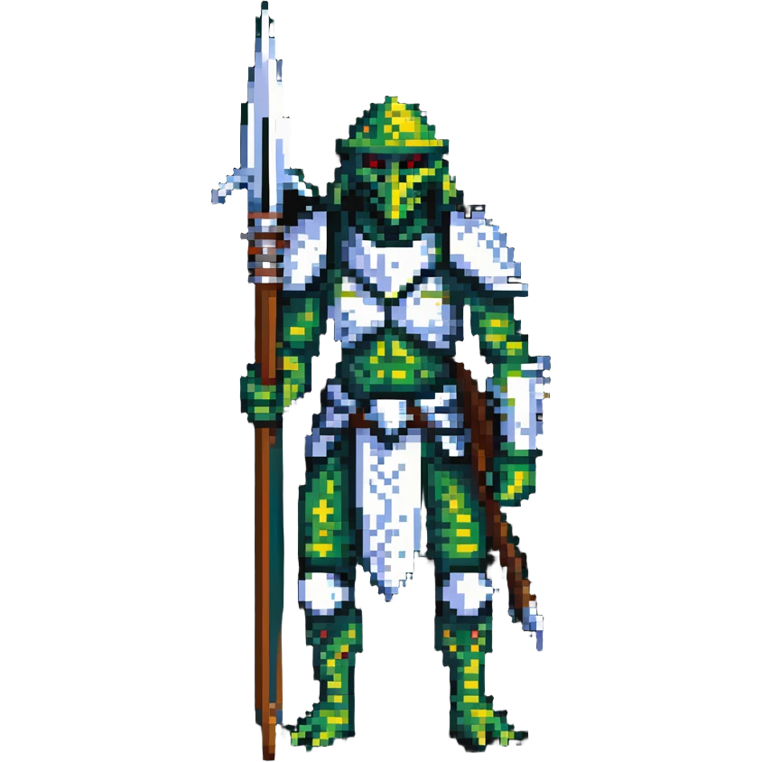 reptilian humanoid troglodyte warrior with spear from Heroes of Might and Magic 3 emoji