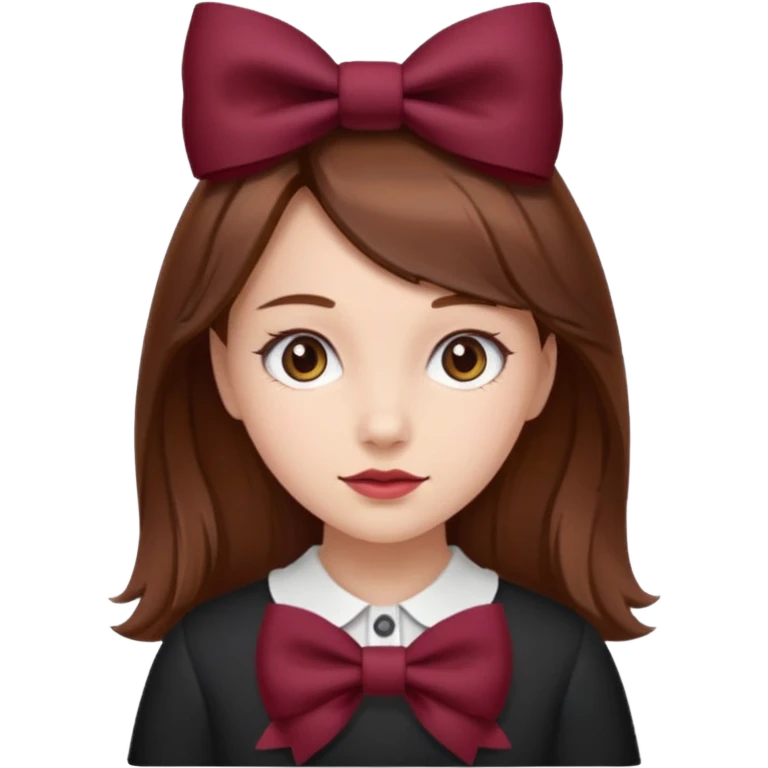 girl brown hair with a burgundy bow emoji