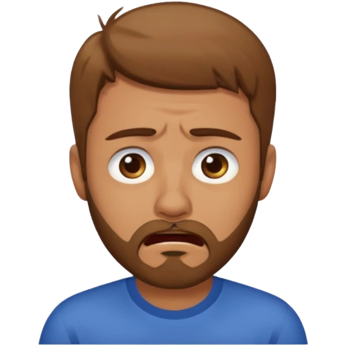 A man with light brown hair and a short brown beard making a wah cry face emoji