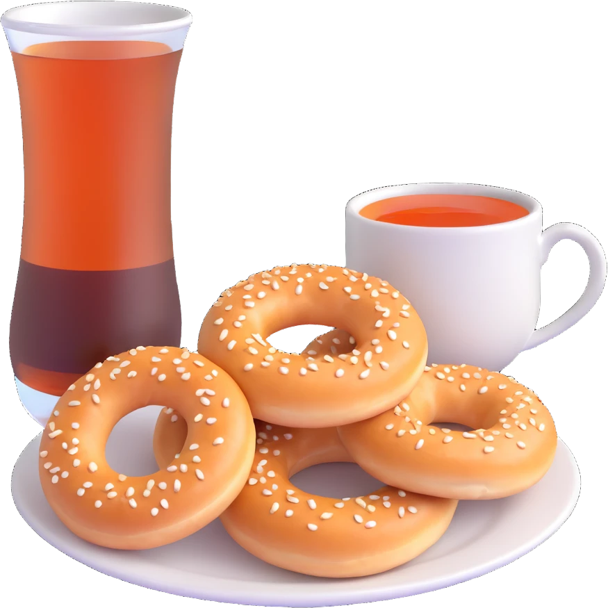simit with a cup of Turkish tea beside it emoji