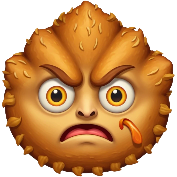 evil schnitzel with angry eyes emoji