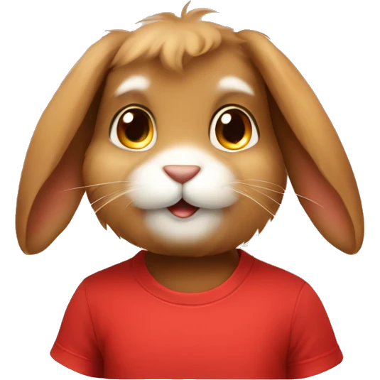 Cute feminine Fluffy brown rabbit wearing red tshirt  emoji