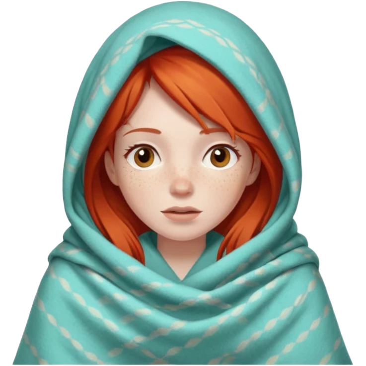 A red hair girl with a blanket over her head emoji