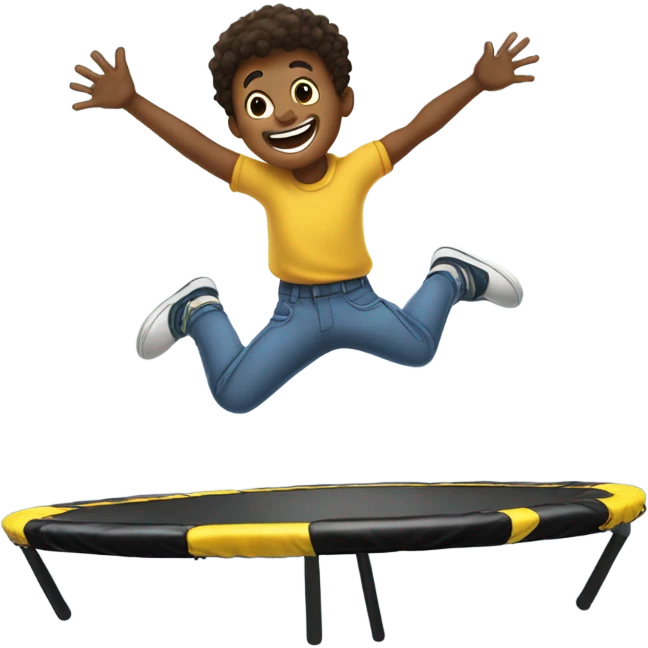 Boy jumping on trampoline  emoji