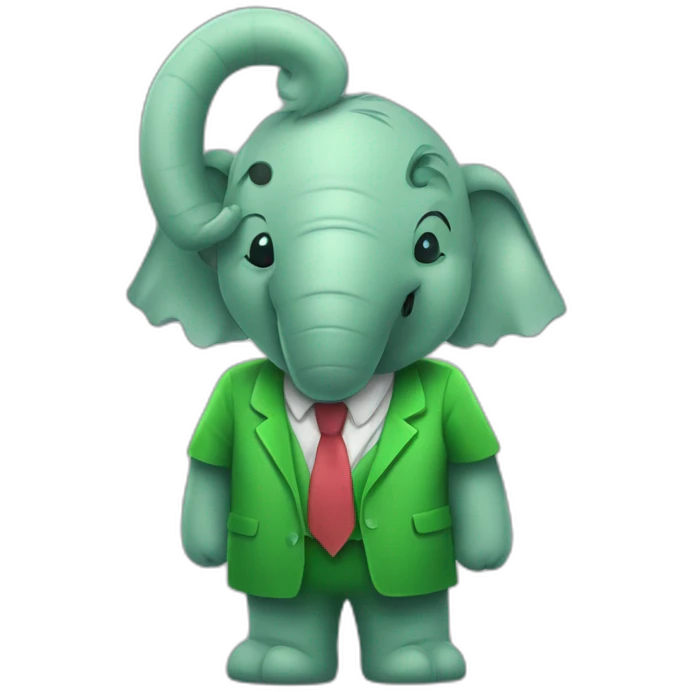 green comic elefant mascot human emoji