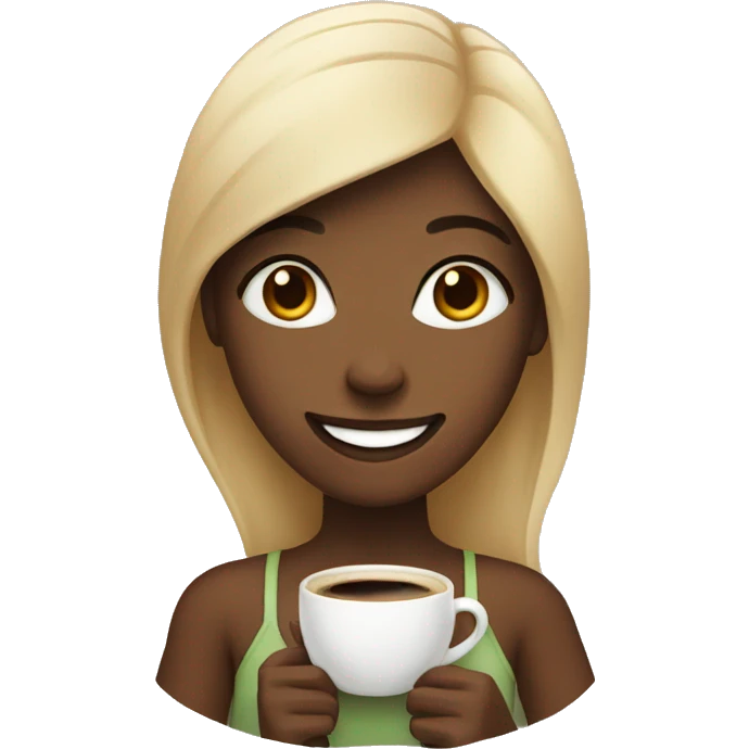 Girl with coffee smiling emoji