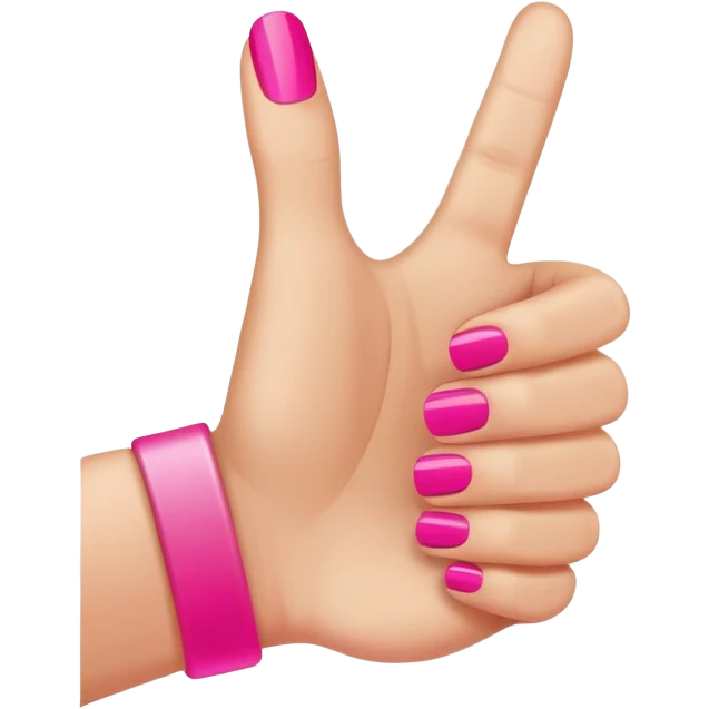 Thumbs up with hot pink thumb nail emoji