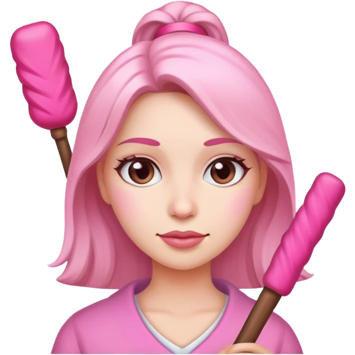 woman holding pink stick emoji