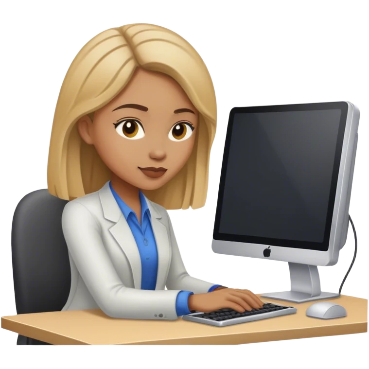 Darkblond woman working on computer emoji