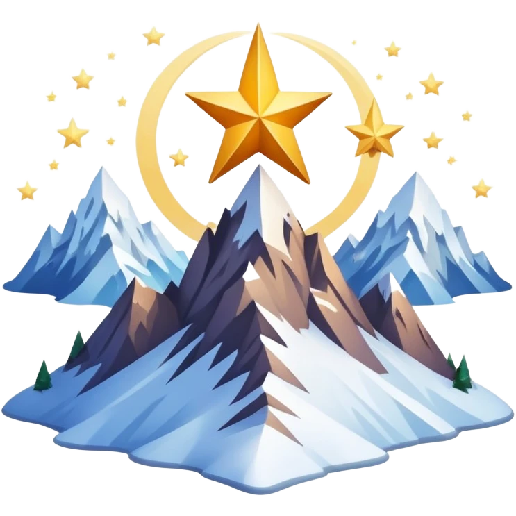 mountain with a star in the middle of it emoji
