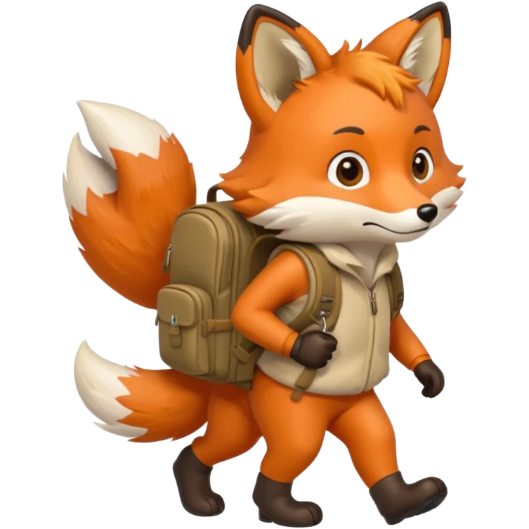 a fox walking with a backpack
 emoji