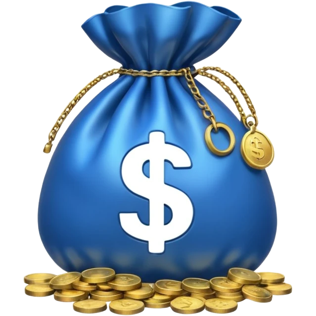 blue coins inside a money bag  emoji