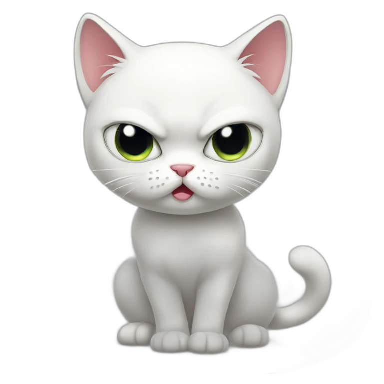 Fullbody White cat angry emoji