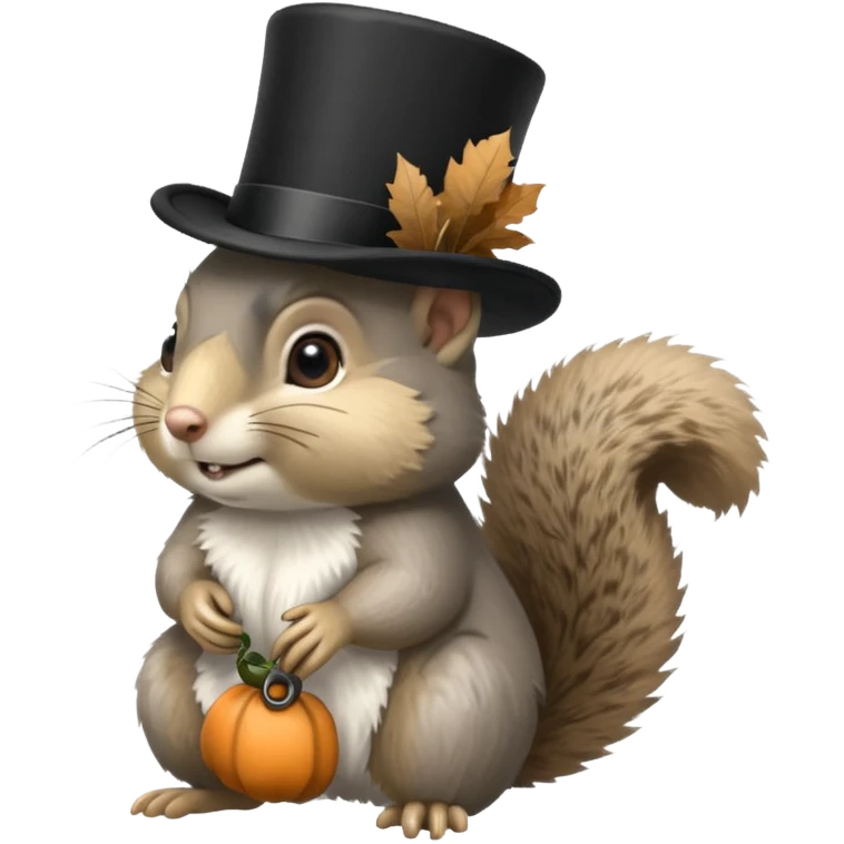 Gray squirrel with a tophat emoji