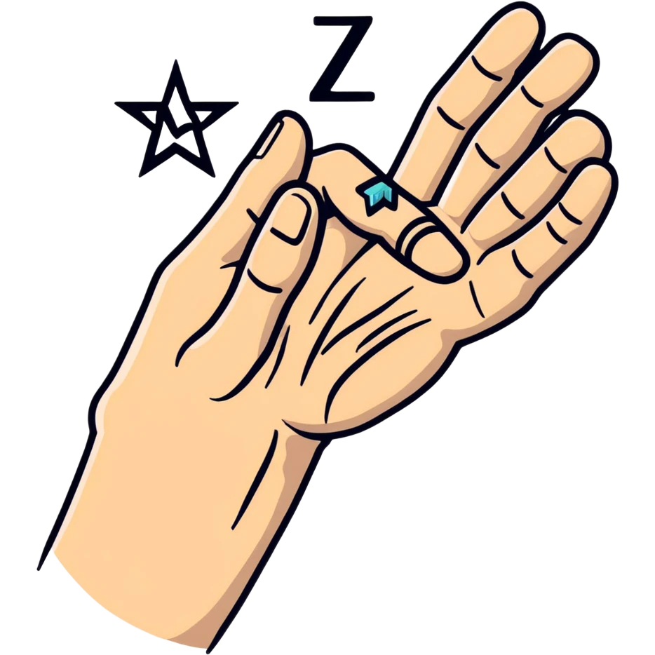 symbolic hand with runes and stars emoji