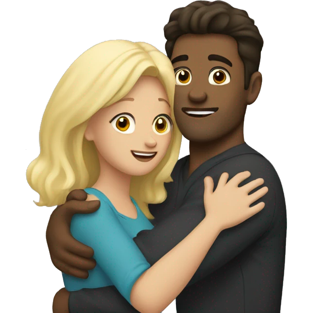 Blonde woman hugging dark haired man  emoji