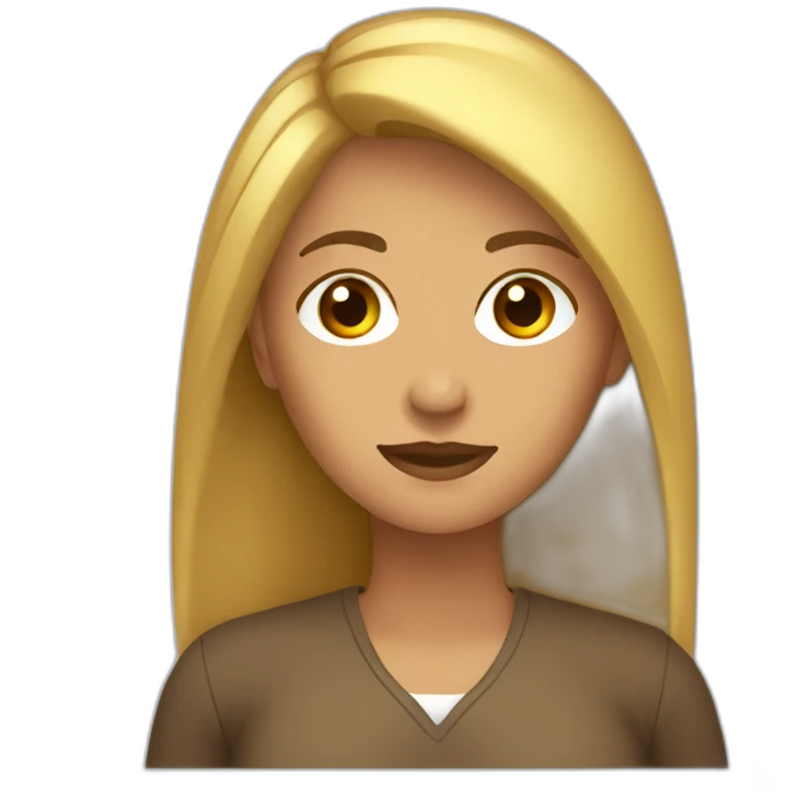 mujer con pelo largo castaño lacio emoji