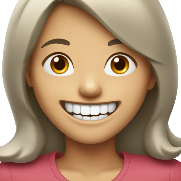 Lady with gappy teeth smiling emoji