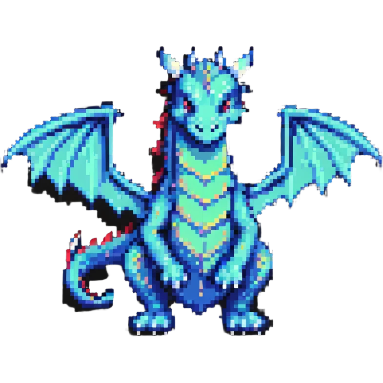 pixel art dragon with tiny wings emoji