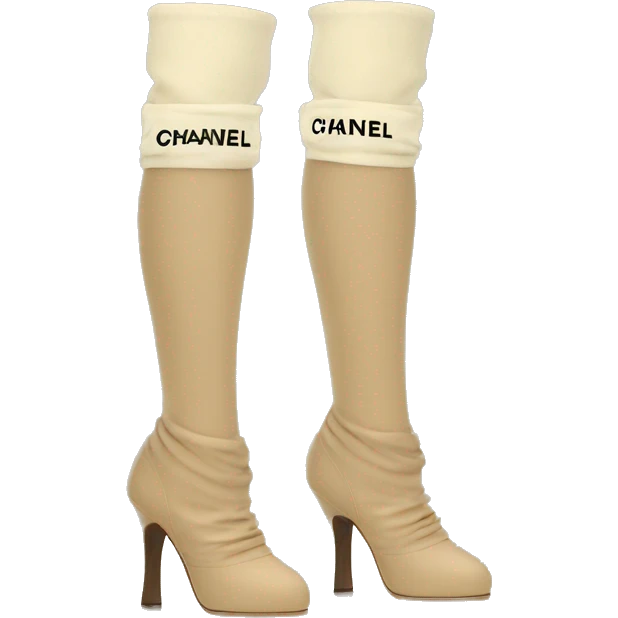 Chanel logo leg warmers beige emoji