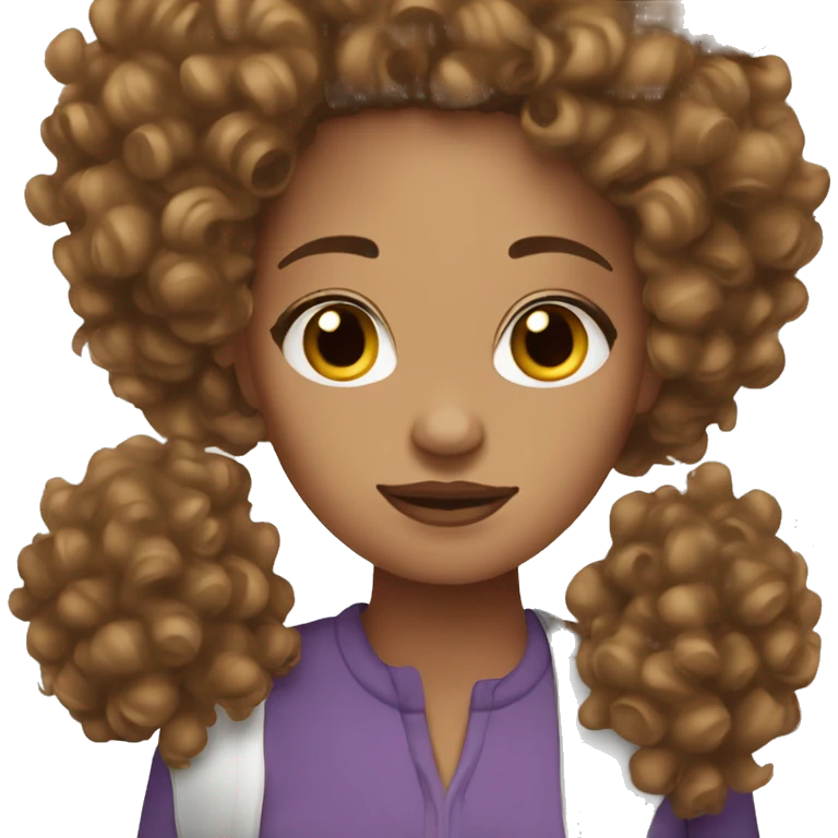Light skin women with brown curly hair emoji