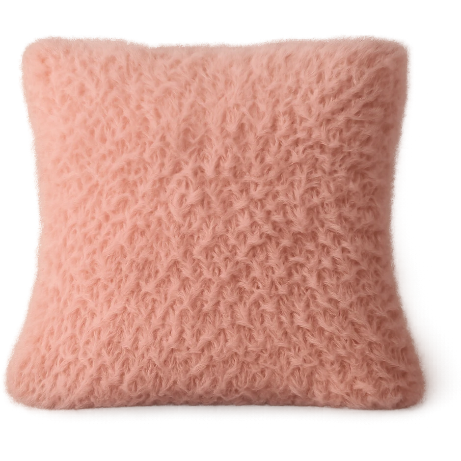 pink cozy wool throw pillow, soft and fluffy emoji