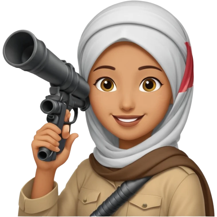 An emarati arab holding a bazooka while sending kisses emoji