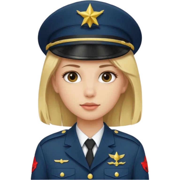 Girl wearing military uniform blonde hair emoji