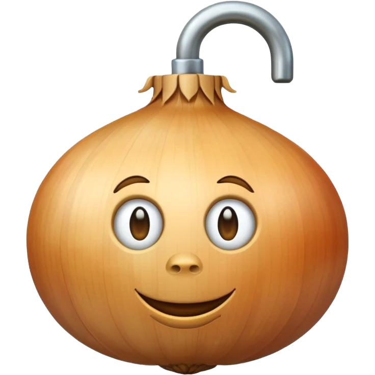 An onion emoji in the style of Apple emoji with a window and a knocker. emoji