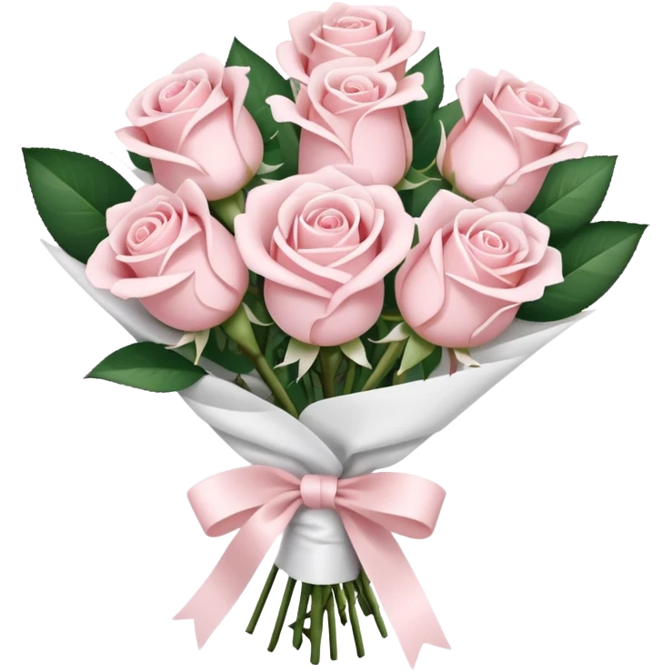 A bouquet of pale pink roses wrapped in white paper emoji